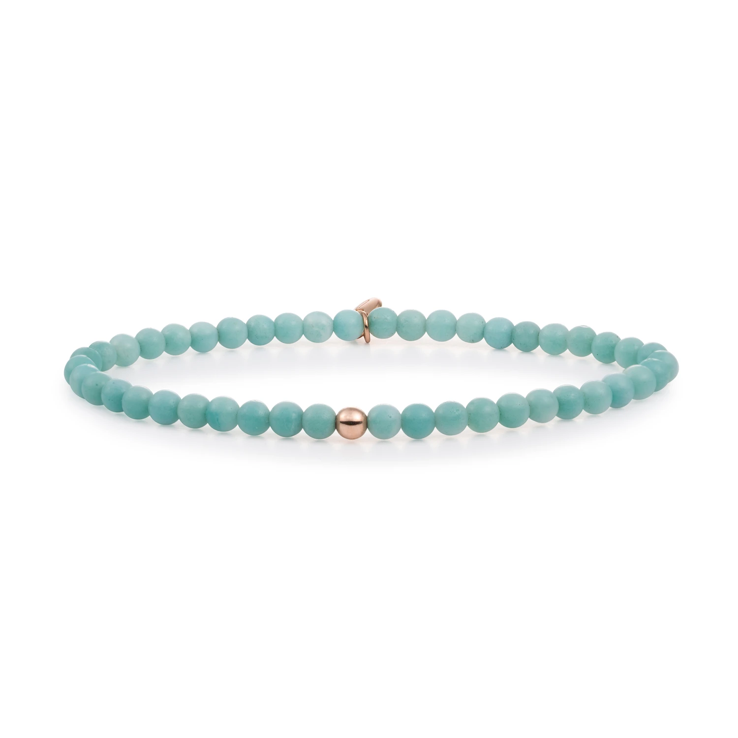 Bracelet | Amazonite Saturn small - Rose gold 4mm