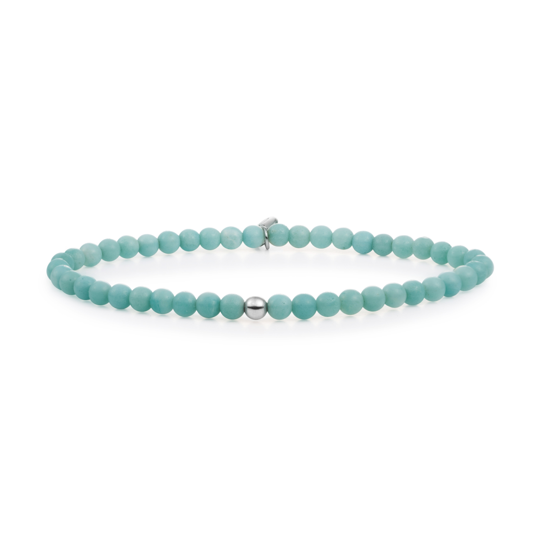 Bracelet | Amazonite Saturn small - Silver 4mm