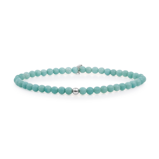 Bracelet | Amazonite Saturn small - Silver 4mm