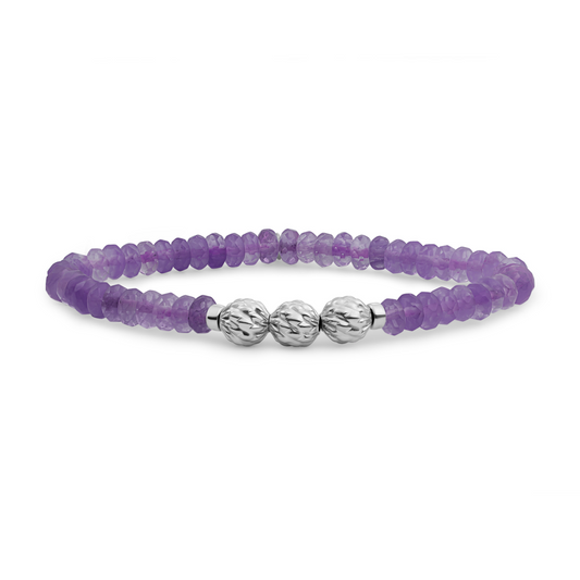 Bracelet | Amethyst Fuse beads - Silver - 6mm