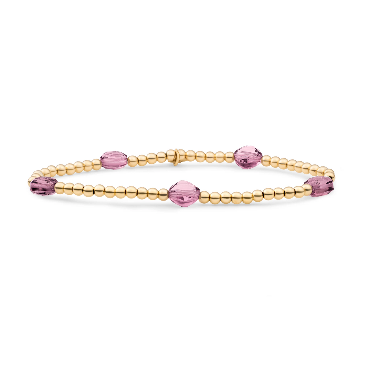 Bracelet | Aubergine Quartz Cushion Cut Beads - Gold