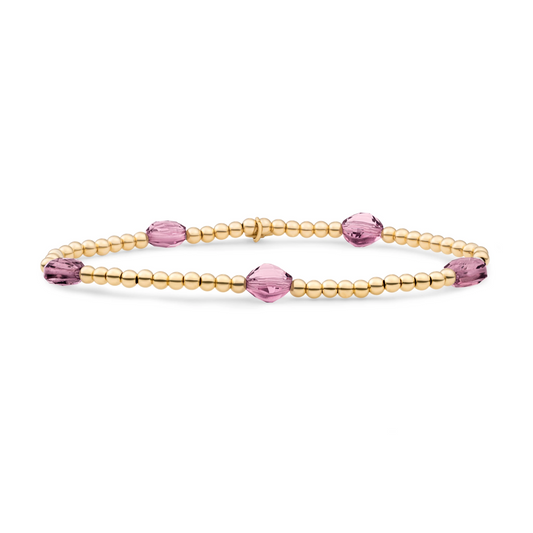 Bracelet | Aubergine Quartz Cushion Cut Beads - Gold