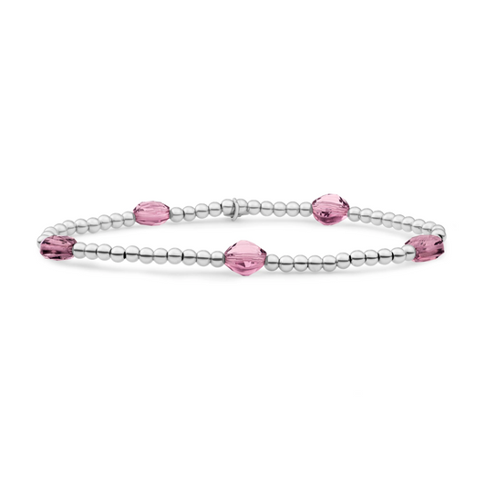 Bracelet | Aubergine Quartz Cushion Cut Beads - Silver