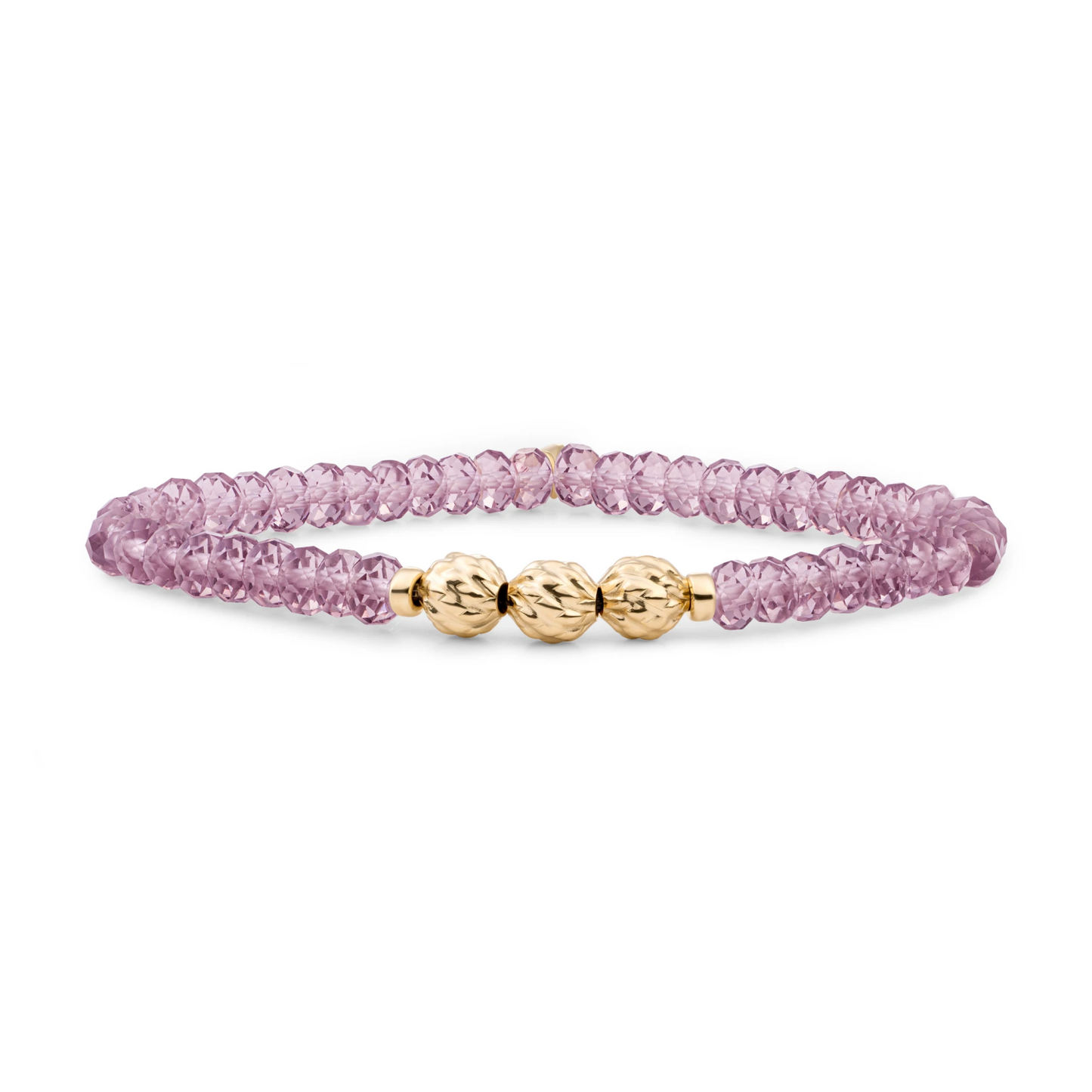 Bracelet | Aubergine Quartz Fuse beads - Gold - 6mm