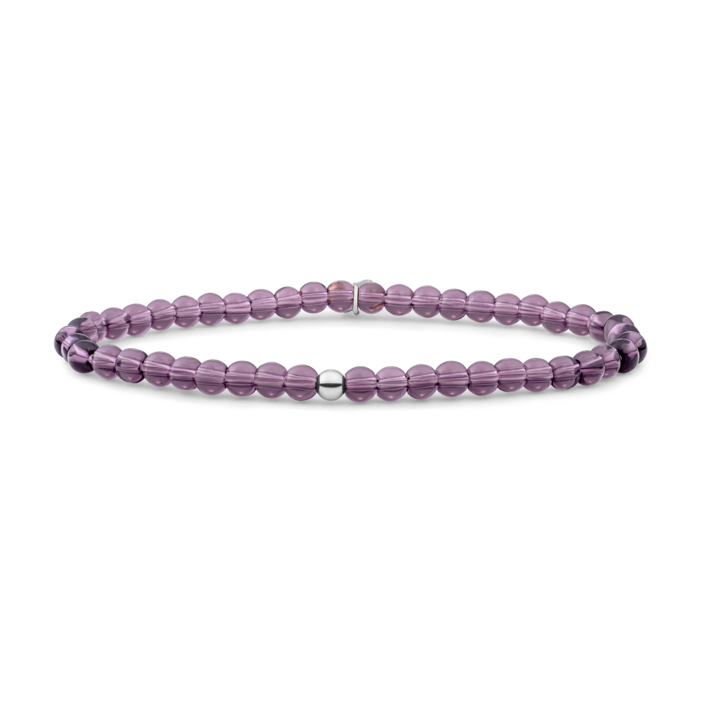 Bracelet | Aubergine Quartz Saturn small - Silver - 4mm
