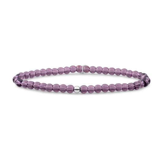 Bracelet | Aubergine Quartz Saturn small - Silver - 4mm