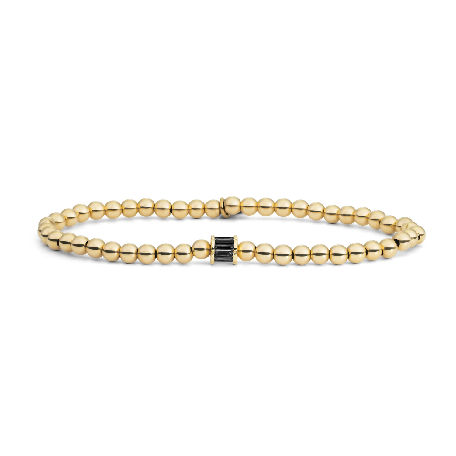 Bracelet | Baguette Cylinder - Gold - Black CZ