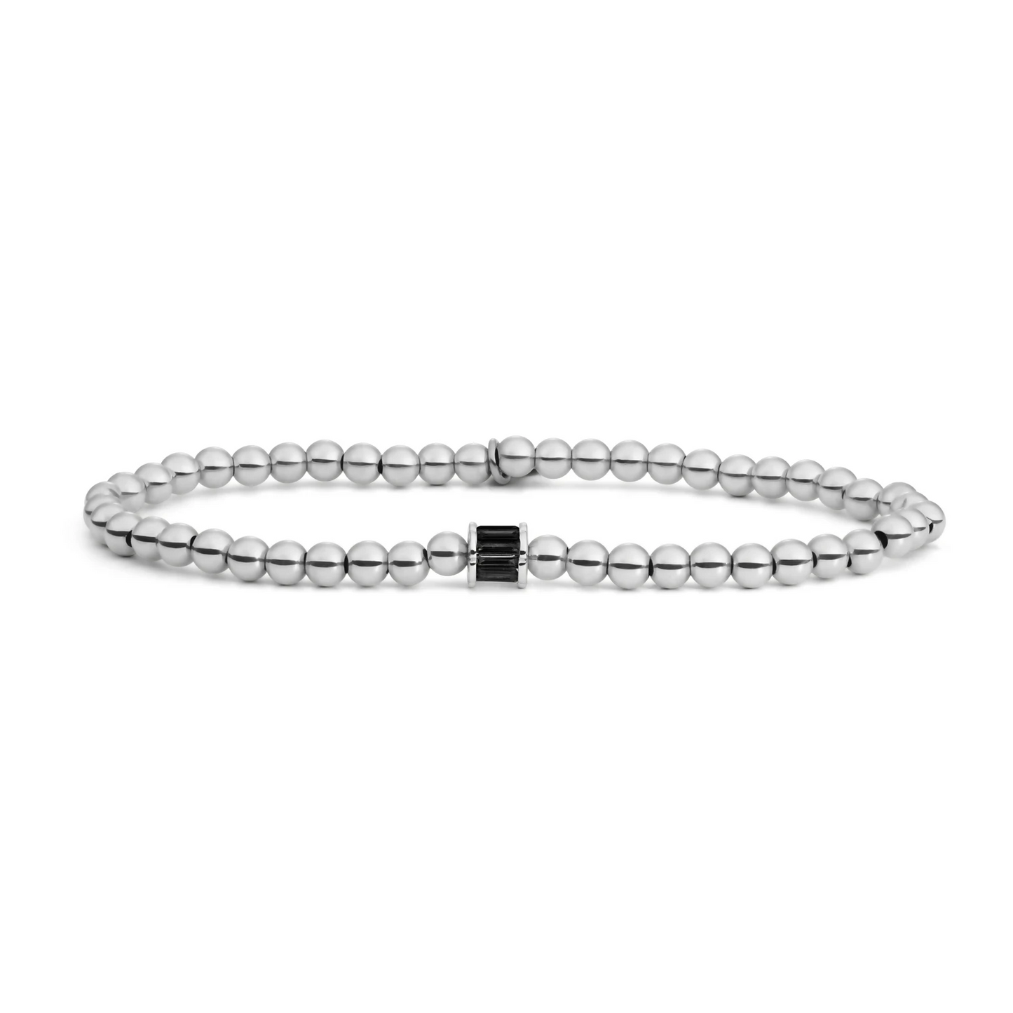 Bracelet | Baguette Cylinder - Silver - Black CZ
