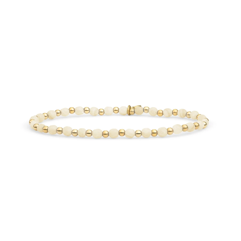 Bracelet | Beige Agate Interstellar - Gold 3mm