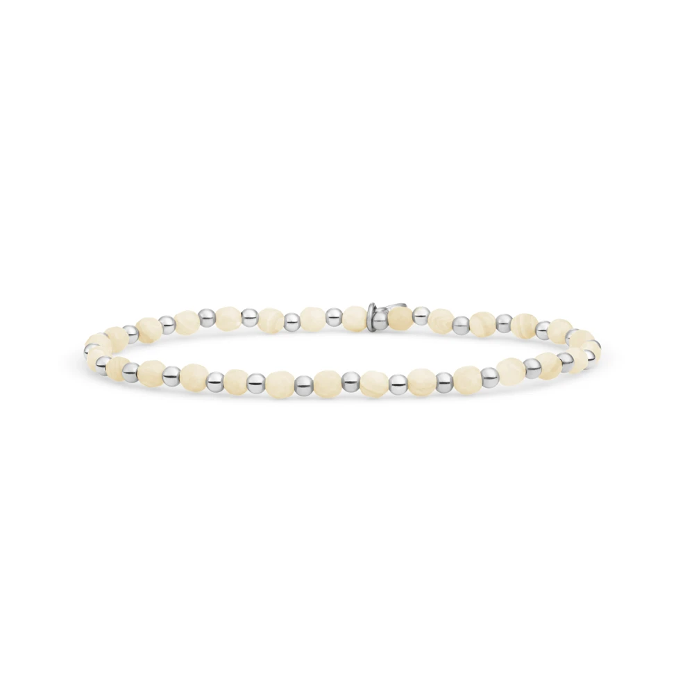 Bracelet - Beige Agate Interstellar - Silver 3mm