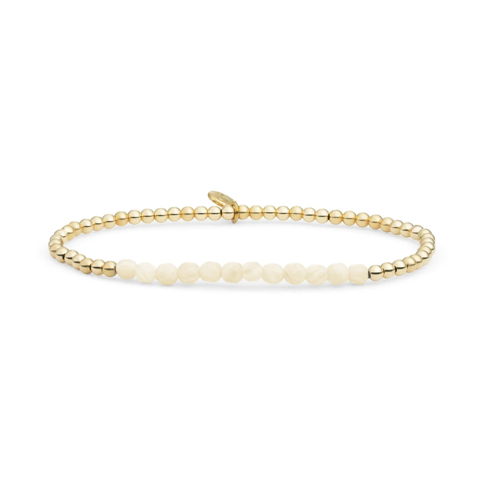 Bracelet | Beige Agate Universe - Gold 3mm