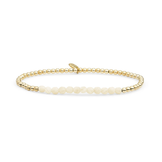 Bracelet | Beige Agate Universe - Gold 3mm