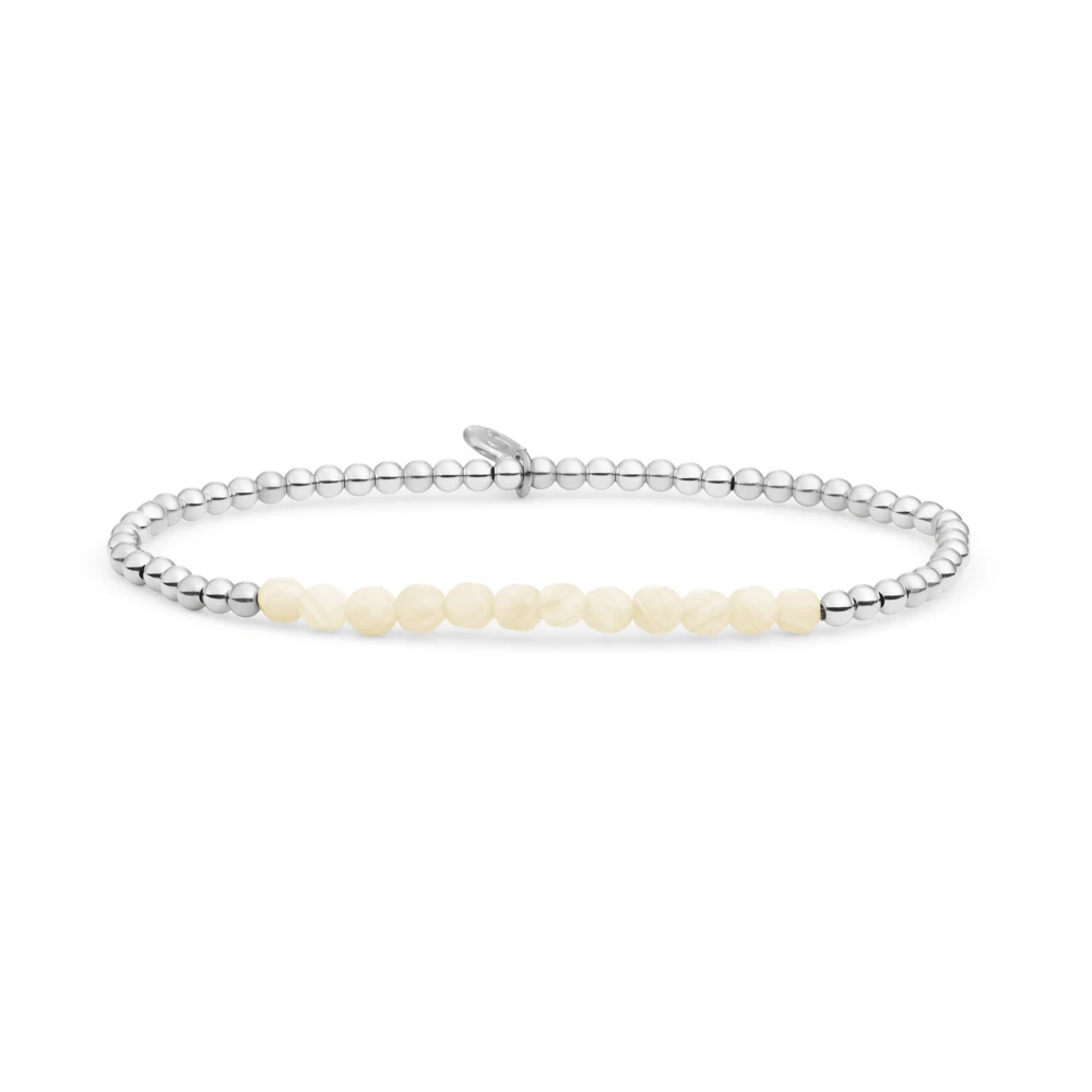 Bracelet - Beige Agate Universe - Silver 3mm
