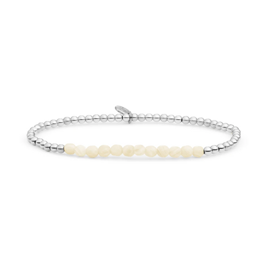 Bracelet - Beige Agate Universe - Silver 3mm