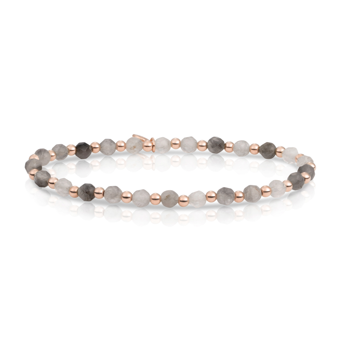 Bracelet - Black Rutilated Quartz Interstellar - Rose Gold 3mm