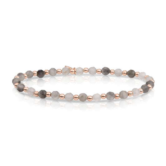 Bracelet - Black Rutilated Quartz Interstellar - Rose Gold 3mm