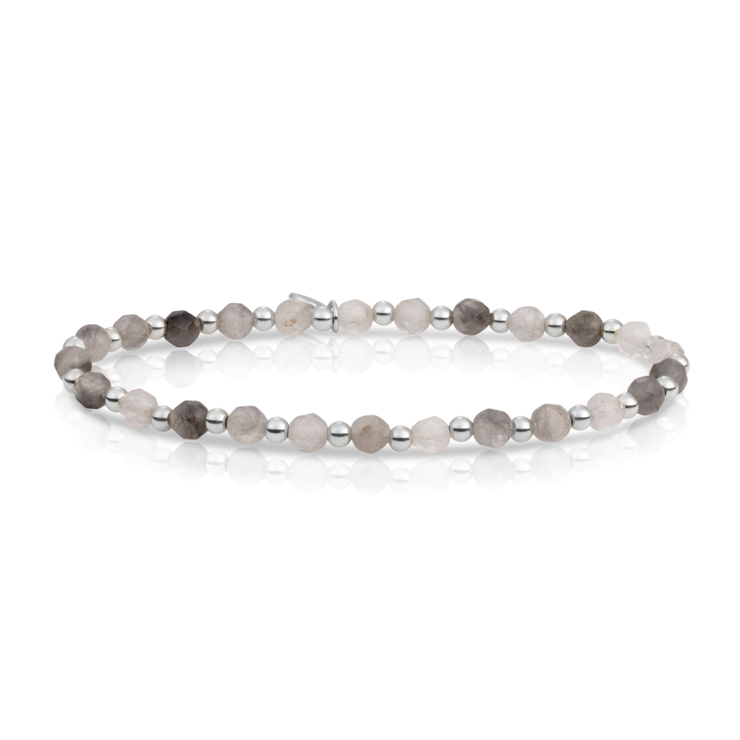 Bracelet - Black Rutilated Quartz Interstellar - Silver 3mm