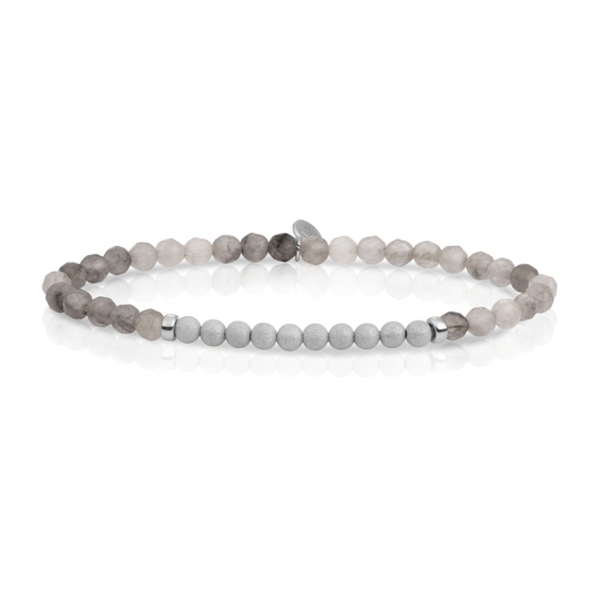 Bracelet - Black Rutilated Quartz Lightyear - Silver Champagne