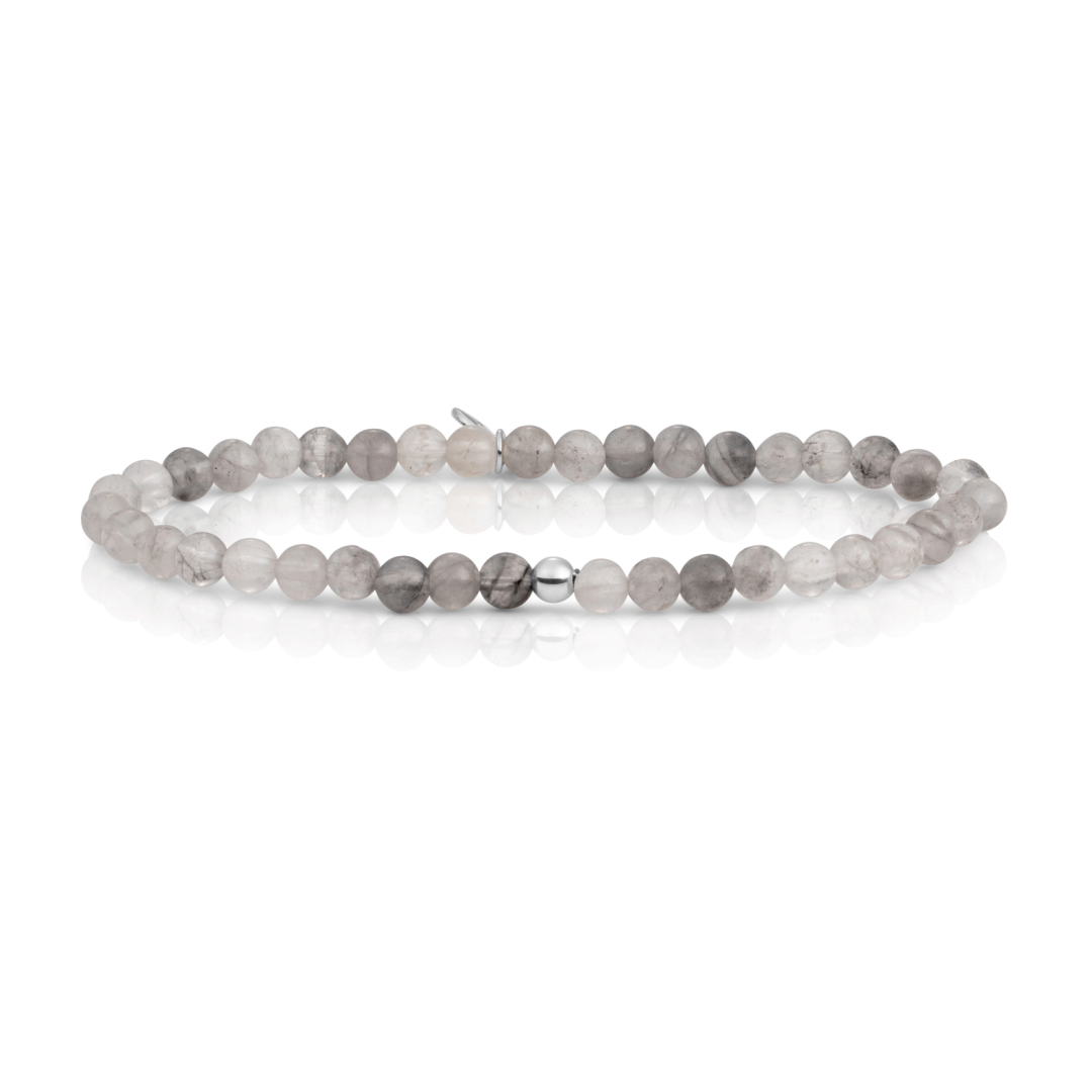 Bracelet - Black Rutilated Quartz Saturn small - Silver 4mm