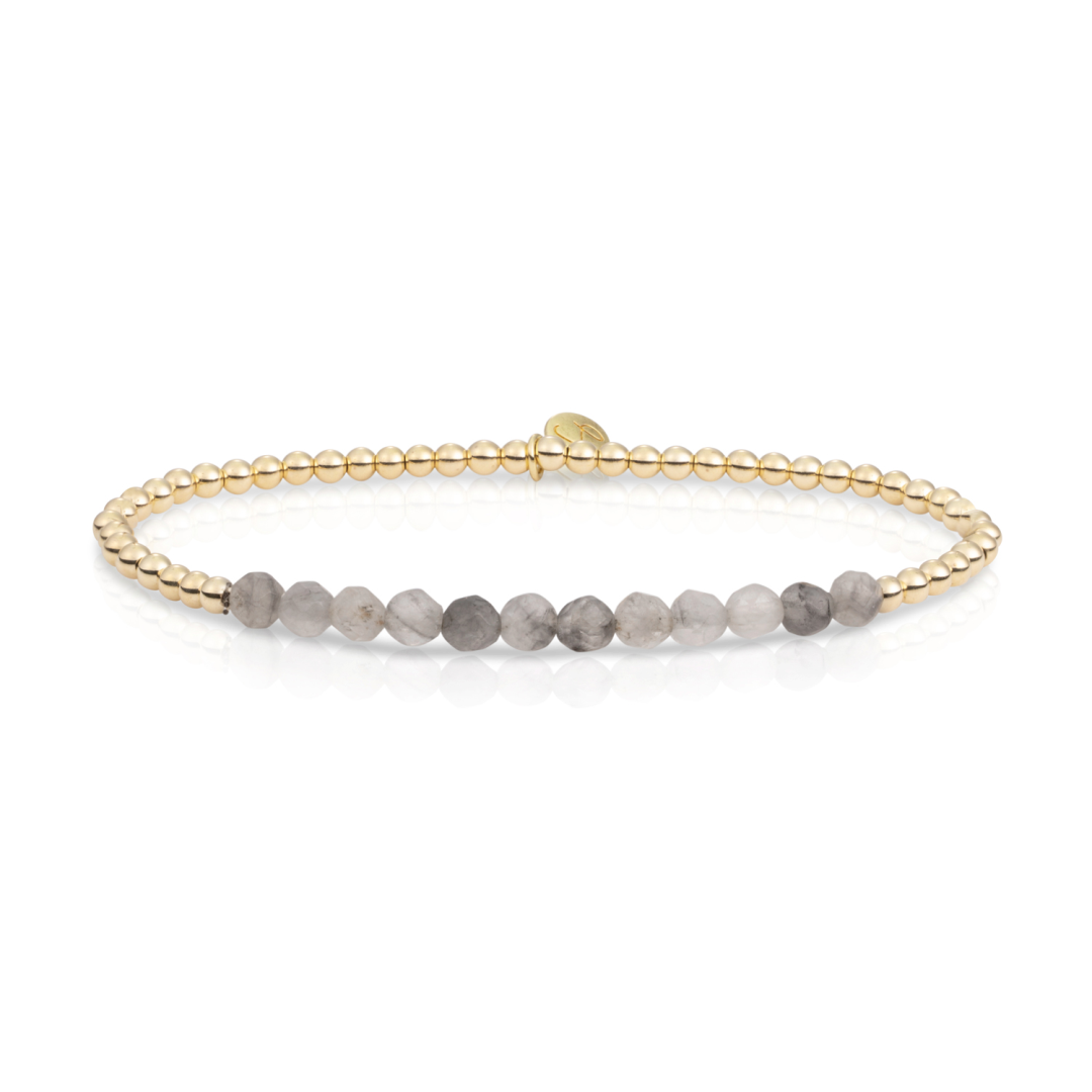 Bracelet - Black Rutilated Quartz Universe - Gold 3mm