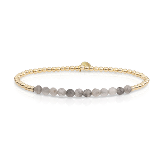 Bracelet - Black Rutilated Quartz Universe - Gold 3mm