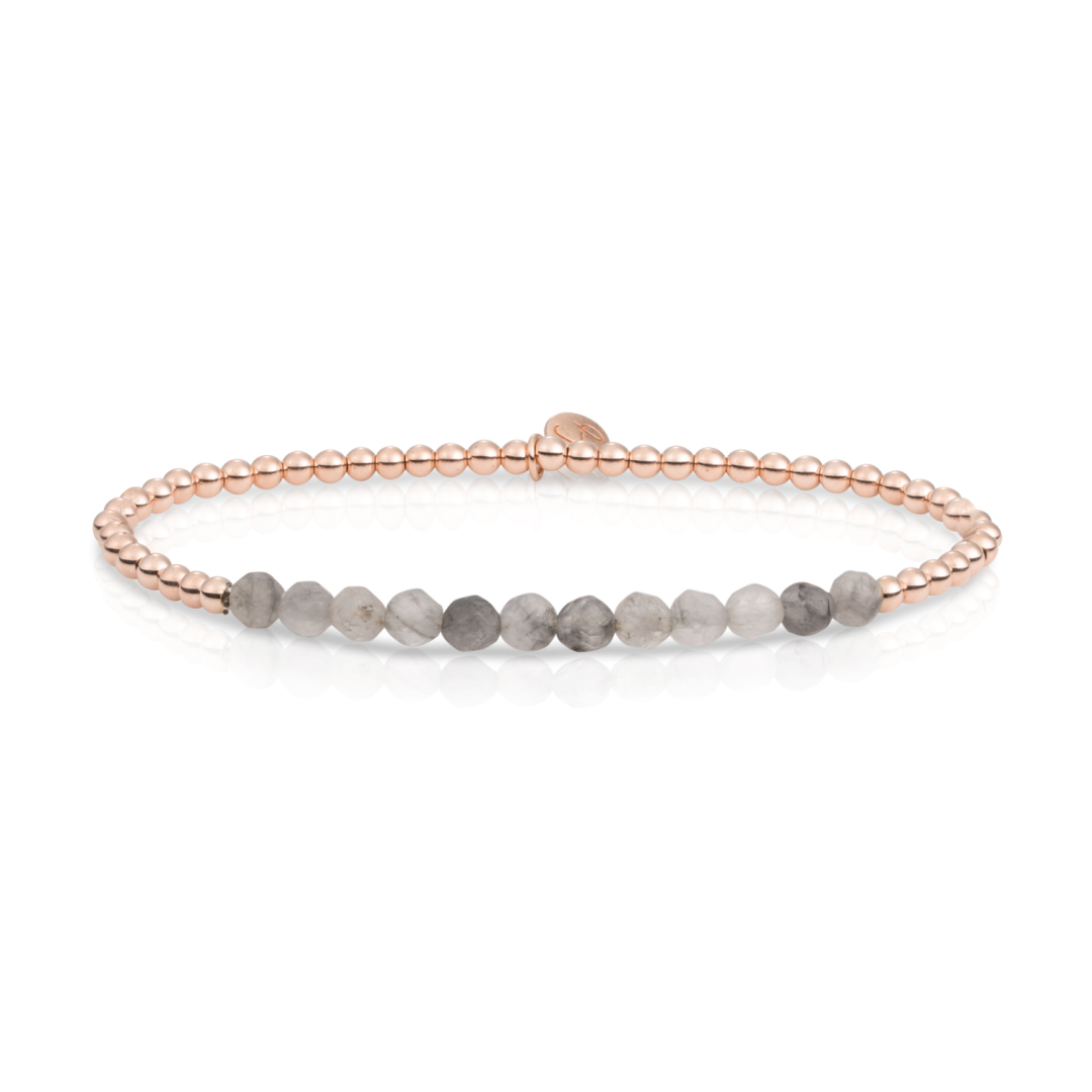 Bracelet - Black Rutilated Quartz Universe - Rose Gold 3mm