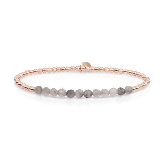 Bracelet - Black Rutilated Quartz Universe - Rose Gold 3mm