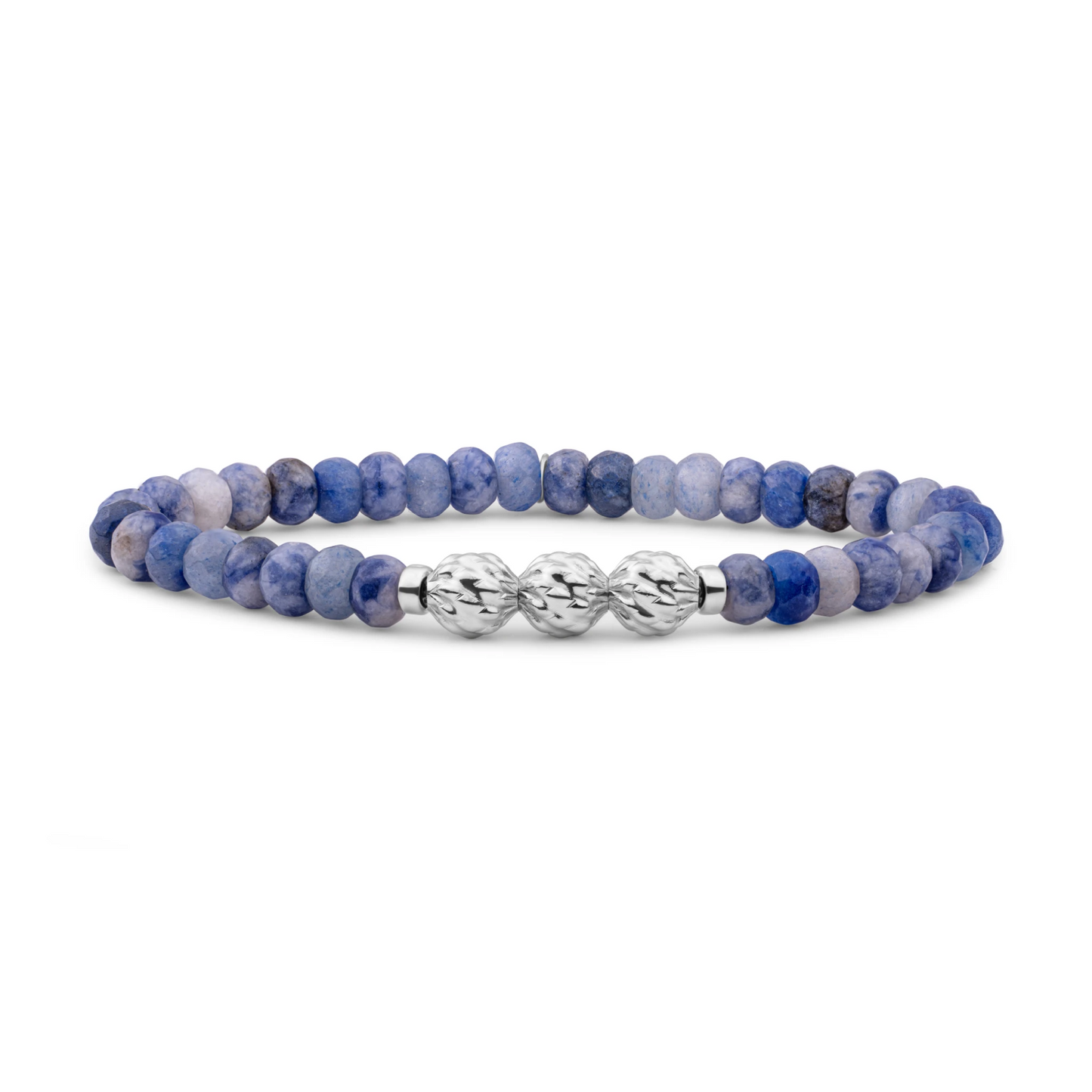 Bracelet | Blue Aventurin 6mm fuse beads - Silver
