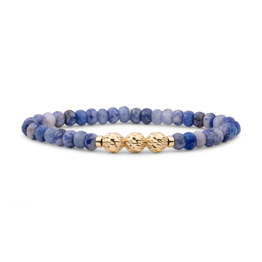 Bracelet | Blue Aventurine Fuse beads - Gold - 6mm