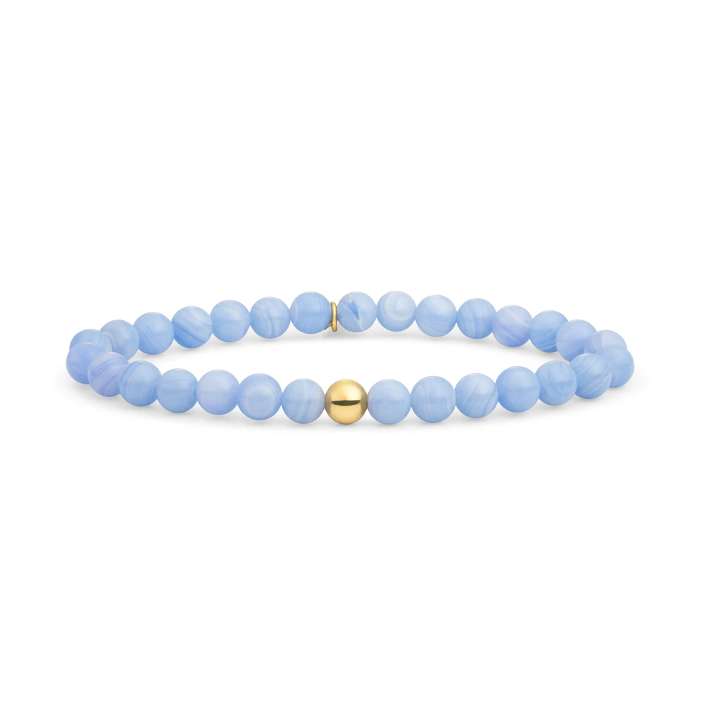 Bracelet | Blue Lace Agate Saturn large - Gold 6mm