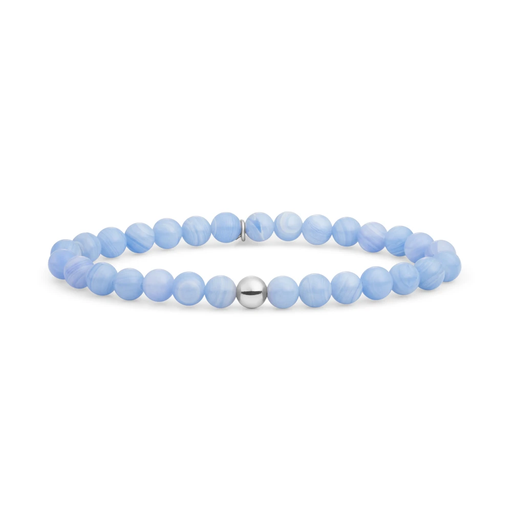 Bracelet | Blue Lace Agate Saturn large - Silver 6mm