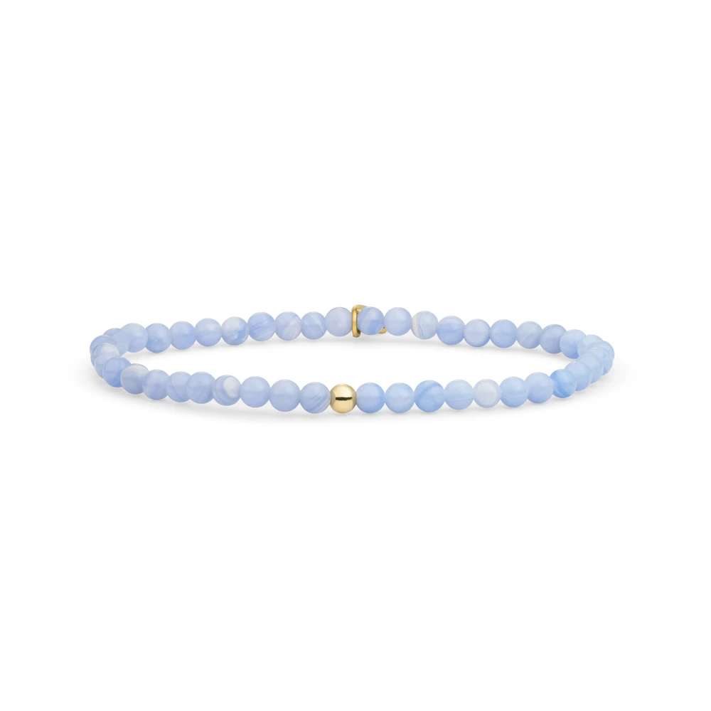 Bracelet | Blue Lace Agate Saturn small - Gold 4mm