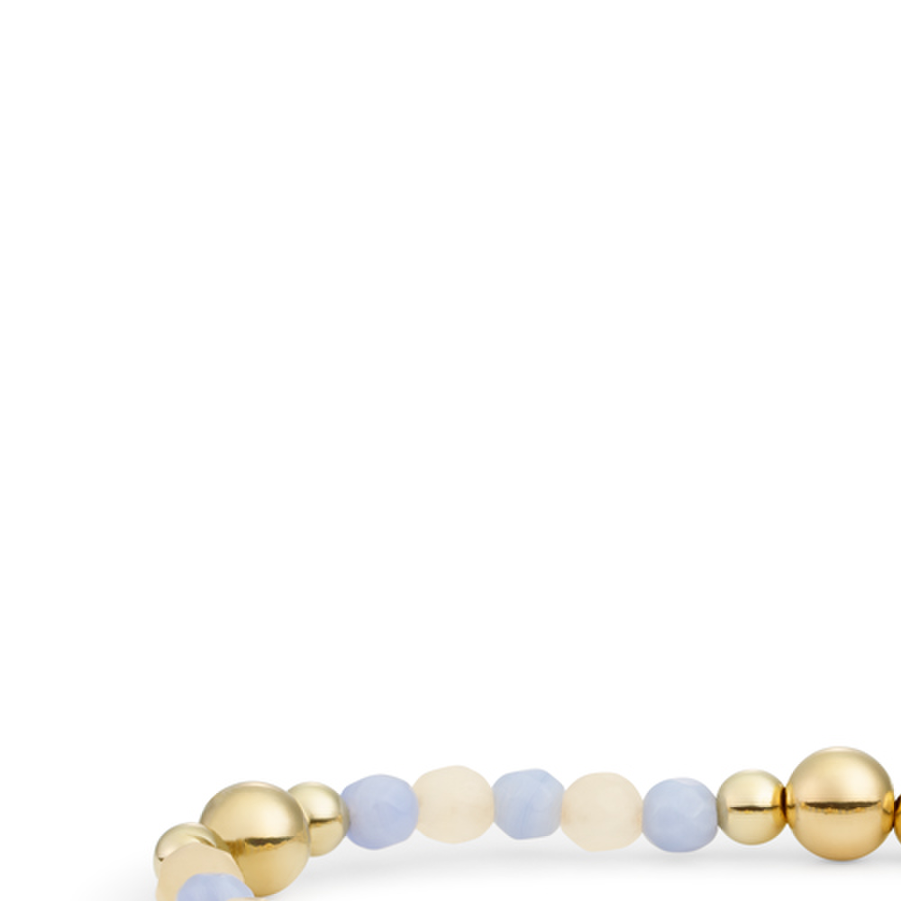 Bracelet | Bold Mix Gold - Blue Lace Agate | Beige Agate