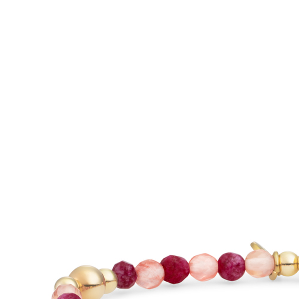 Bracelet | Bold Mix Gold - Fuchsia Jade | Cherry Quartz