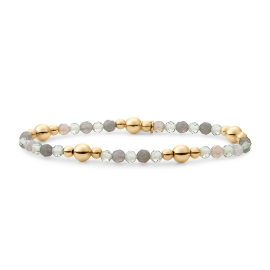 Bracelet | Bold Mix Gold - Labradorite | Green Amethyst
