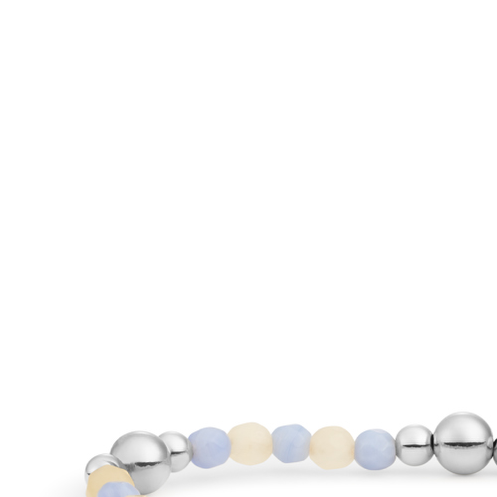 Bracelet | Bold Mix Silver - Blue Lace Agate | Beige Agate