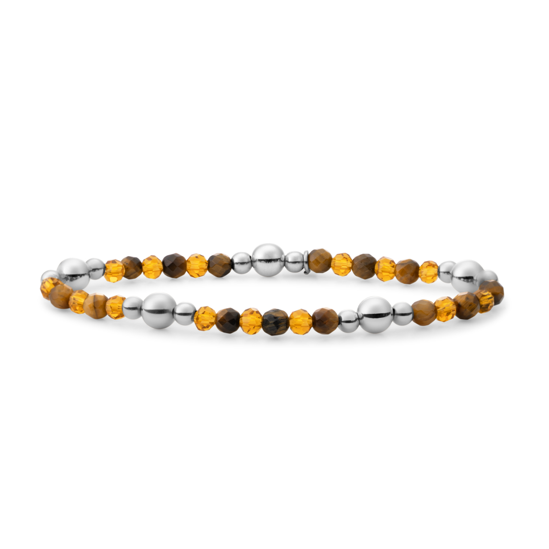 Bracelet | Bold Mix Silver - Citrine Quartz | Tiger Eye