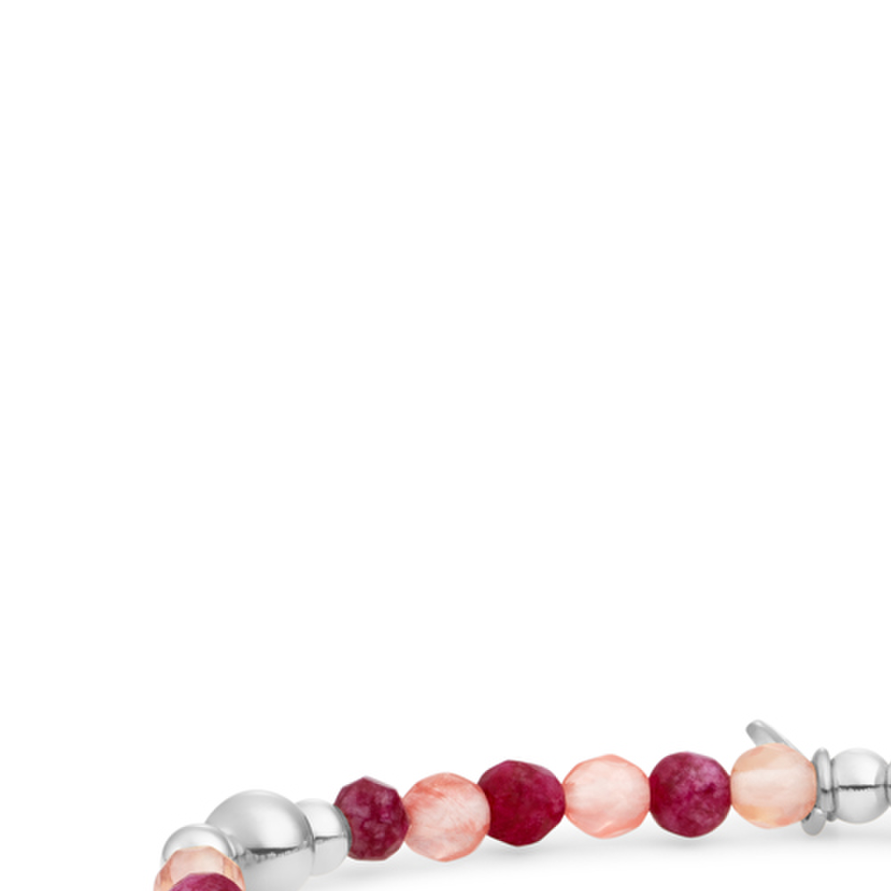 Bracelet | Bold Mix Silver - Fuchsia Jade | Cherry Quartz