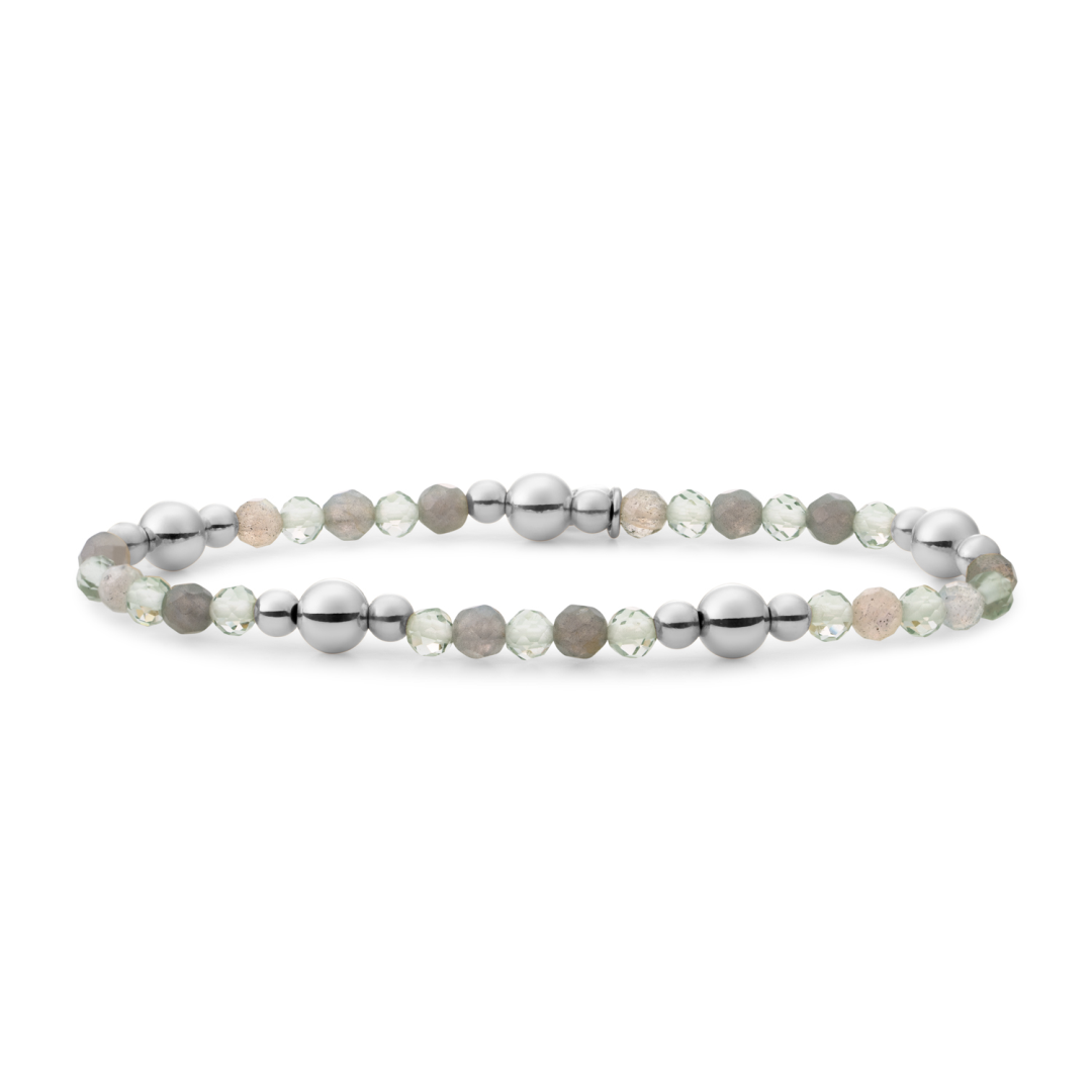 Bracelet | Bold Mix Silver - Labradorite | Green Amethyst