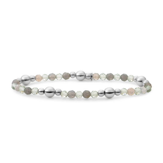 Bracelet | Bold Mix Silver - Labradorite | Green Amethyst