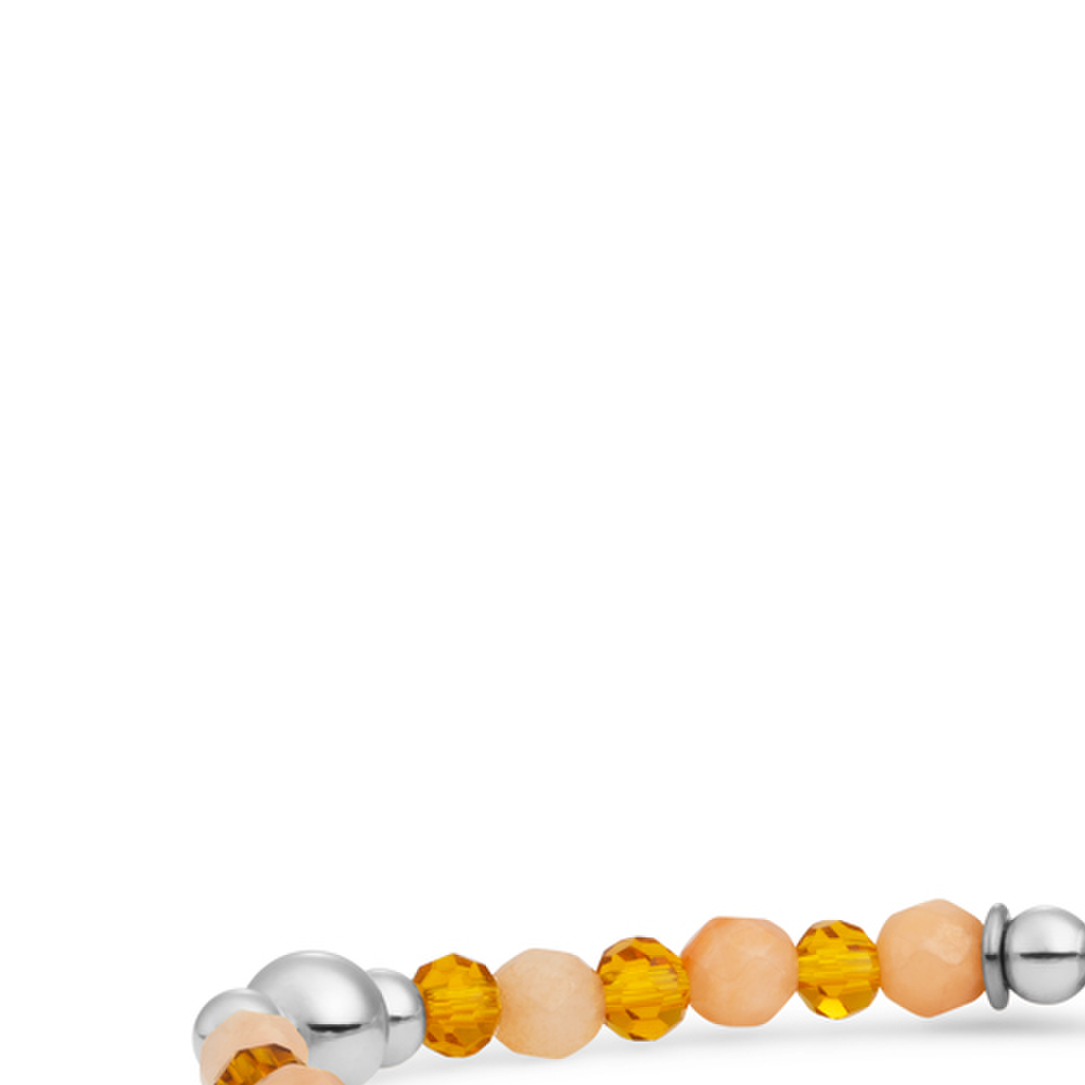 Bracelet | Bold Mix Silver - Peach Rhodonite | Citrine Quartz