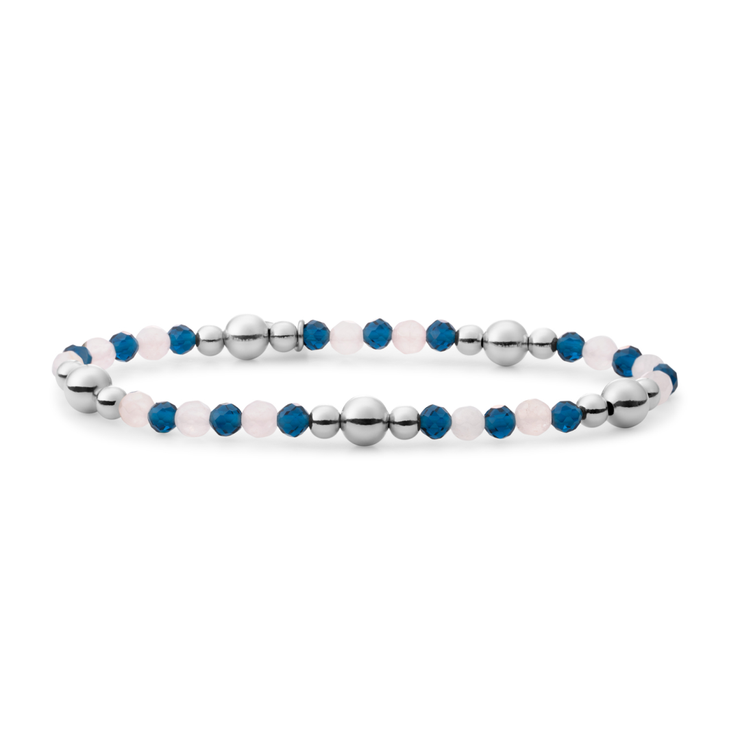 Bracelet | Bold Mix Silver - Topaz Quartz | Rose Quartz