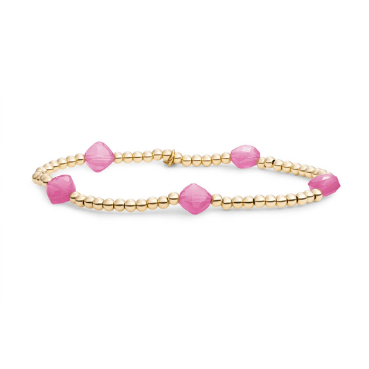 Bracelet | Candy Jade Cushion Cut Beads - Gold