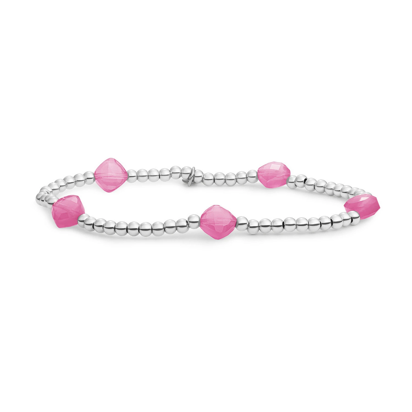 Bracelet | Candy Jade Cushion Cut Beads - Silver