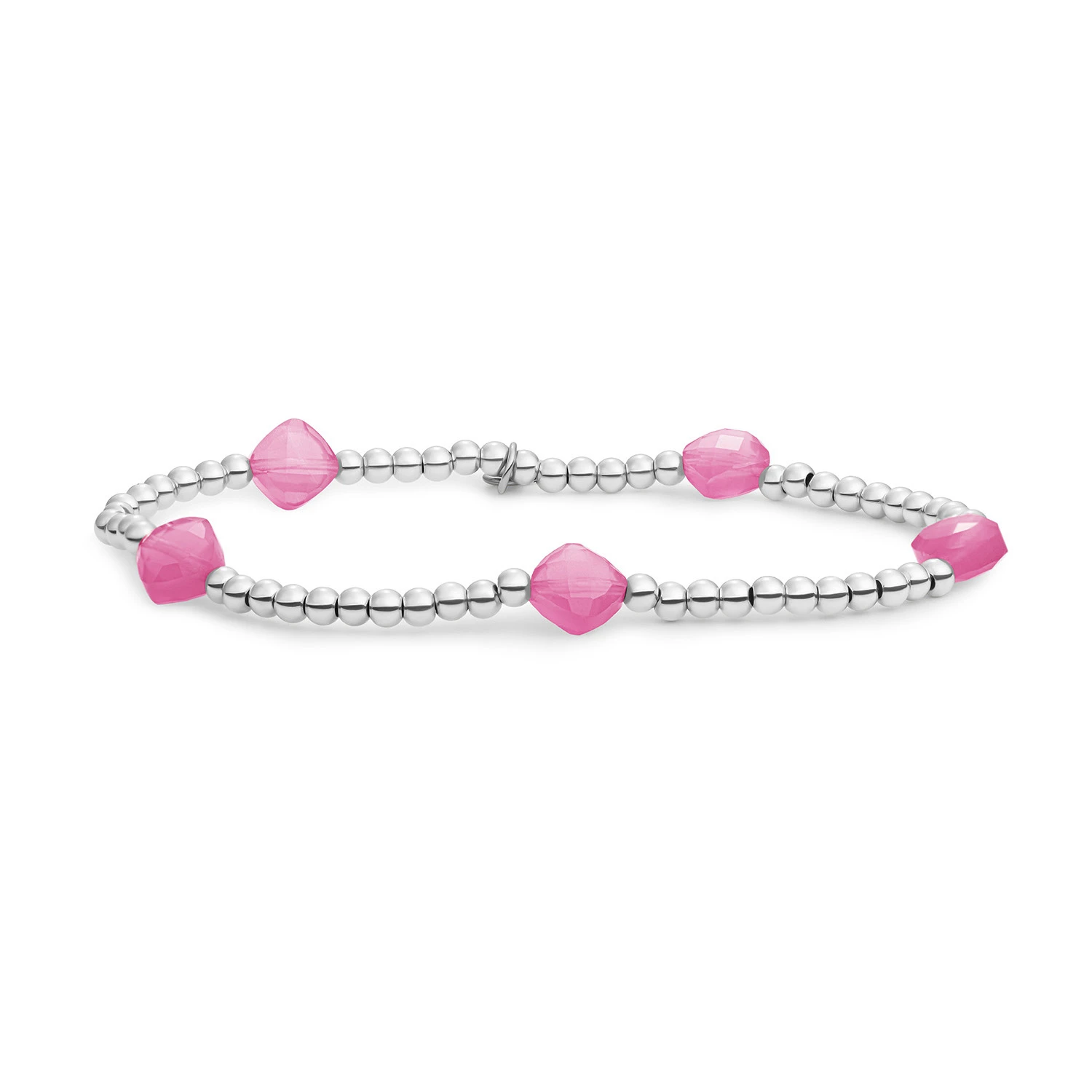 Bracelet | Candy Jade Cushion Cut Beads - Silver