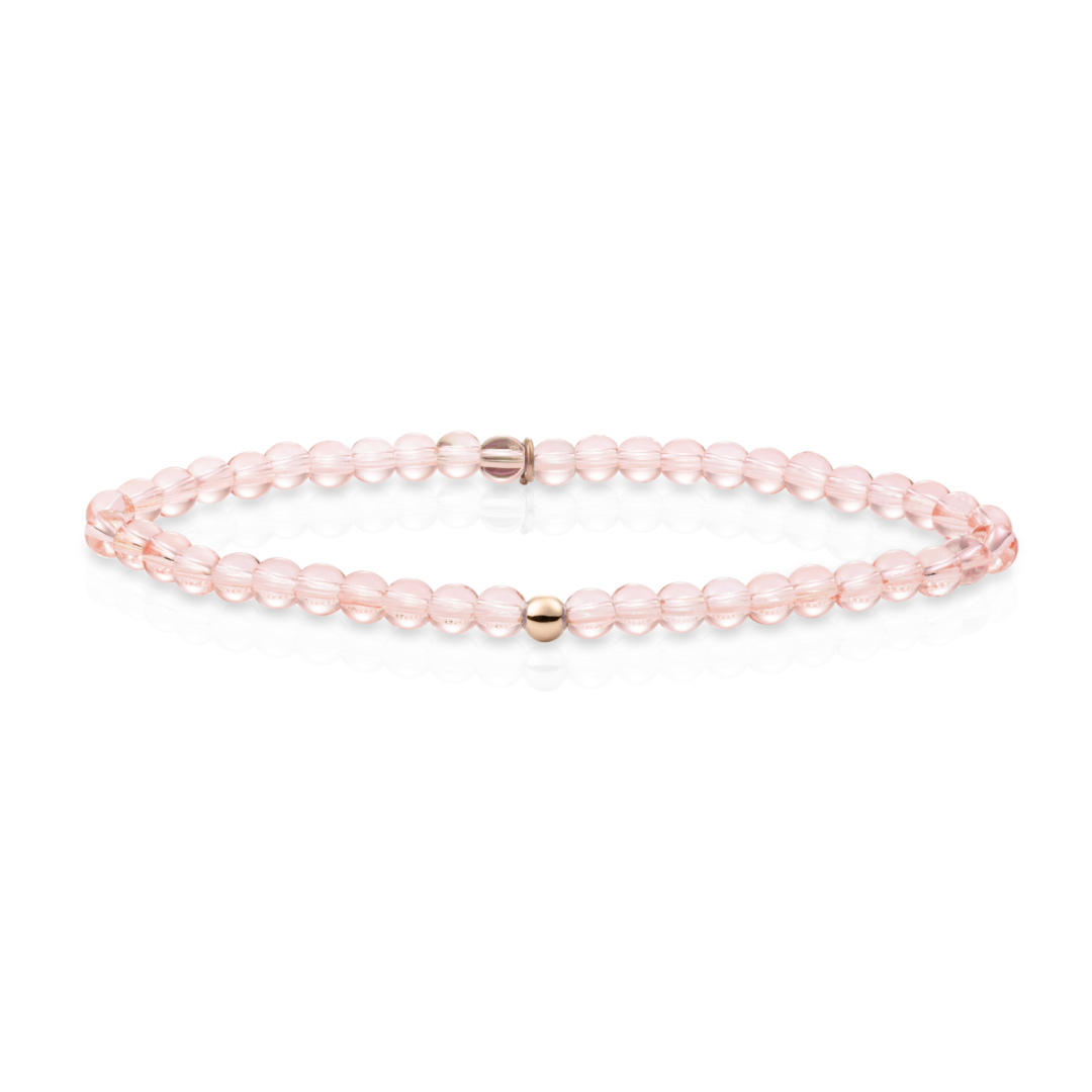Bracelet | Champagne Quartz Saturn small - Rose gold 4mm