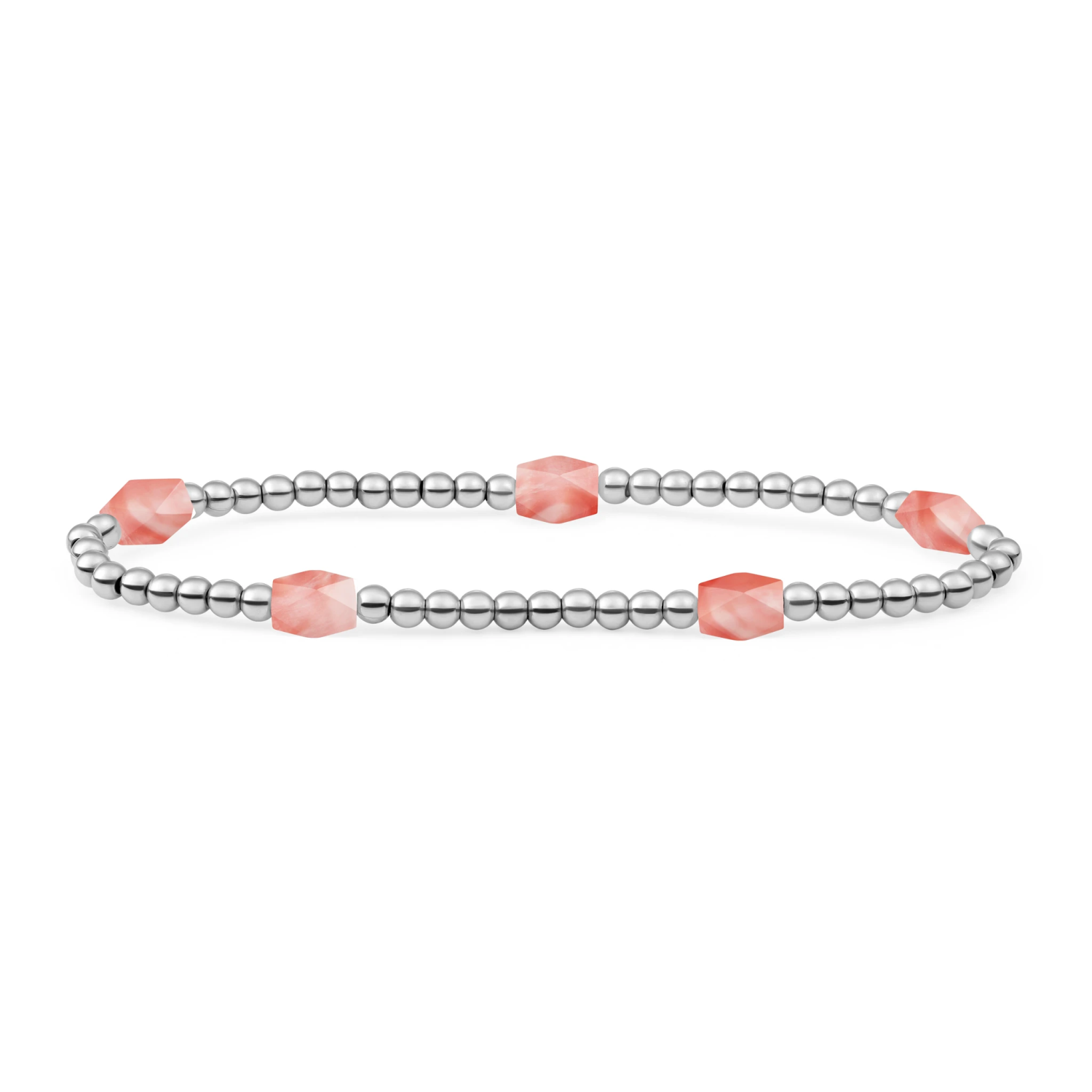 Bracelet | Cherry Quartz 3mm Reverse Edge Mix | silver