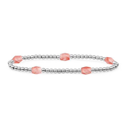 Bracelet | Cherry Quartz 3mm Reverse Edge Mix | silver