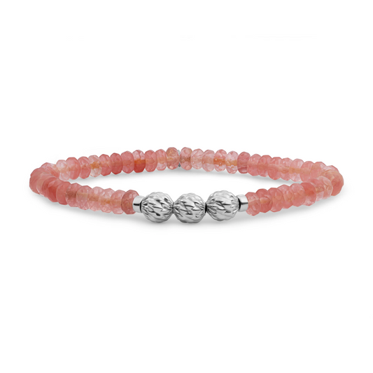 Bracelet | Cherry Quartz 6mm fuse beads | silver