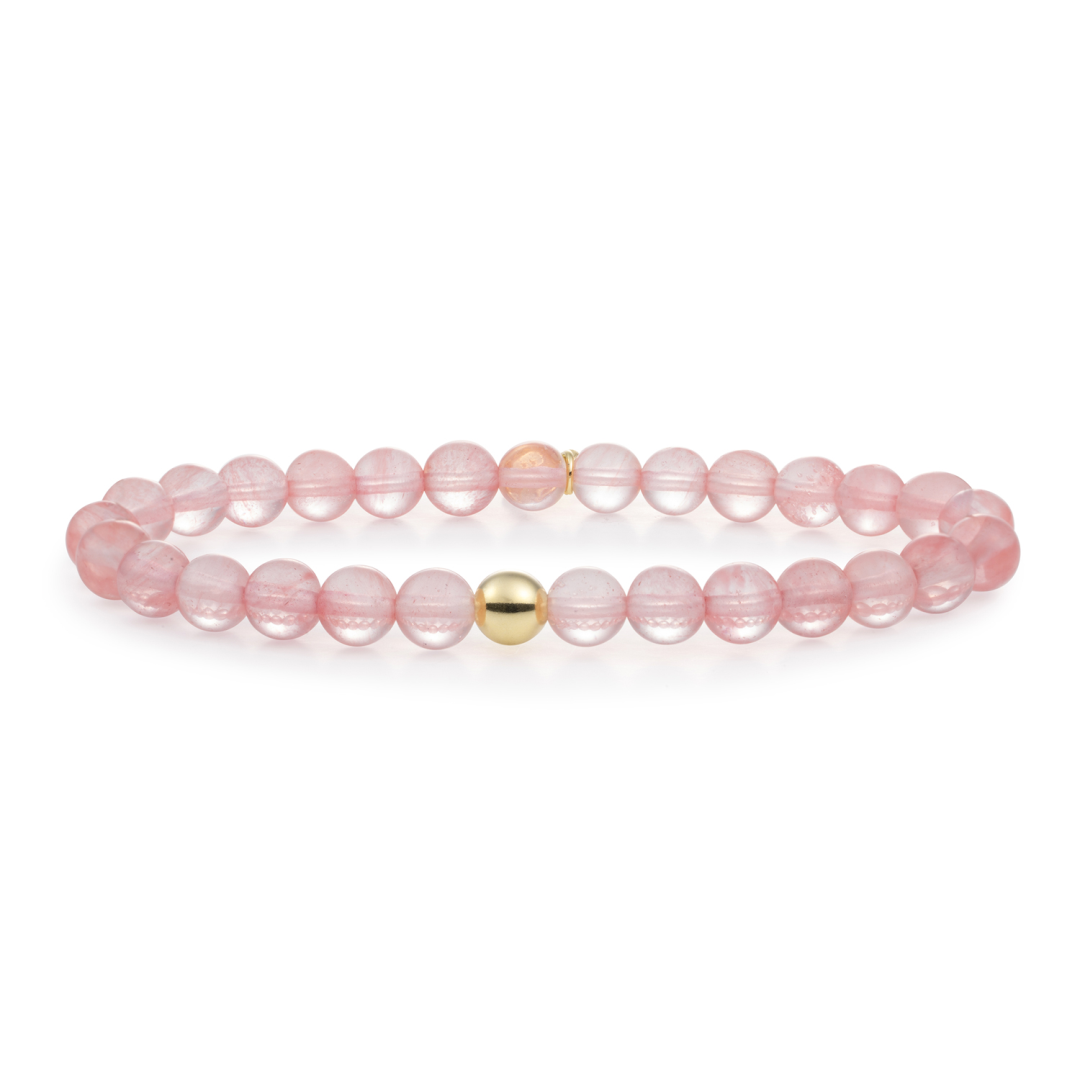 Bracelet | Cherry Quartz Saturn large - Gold 6mm